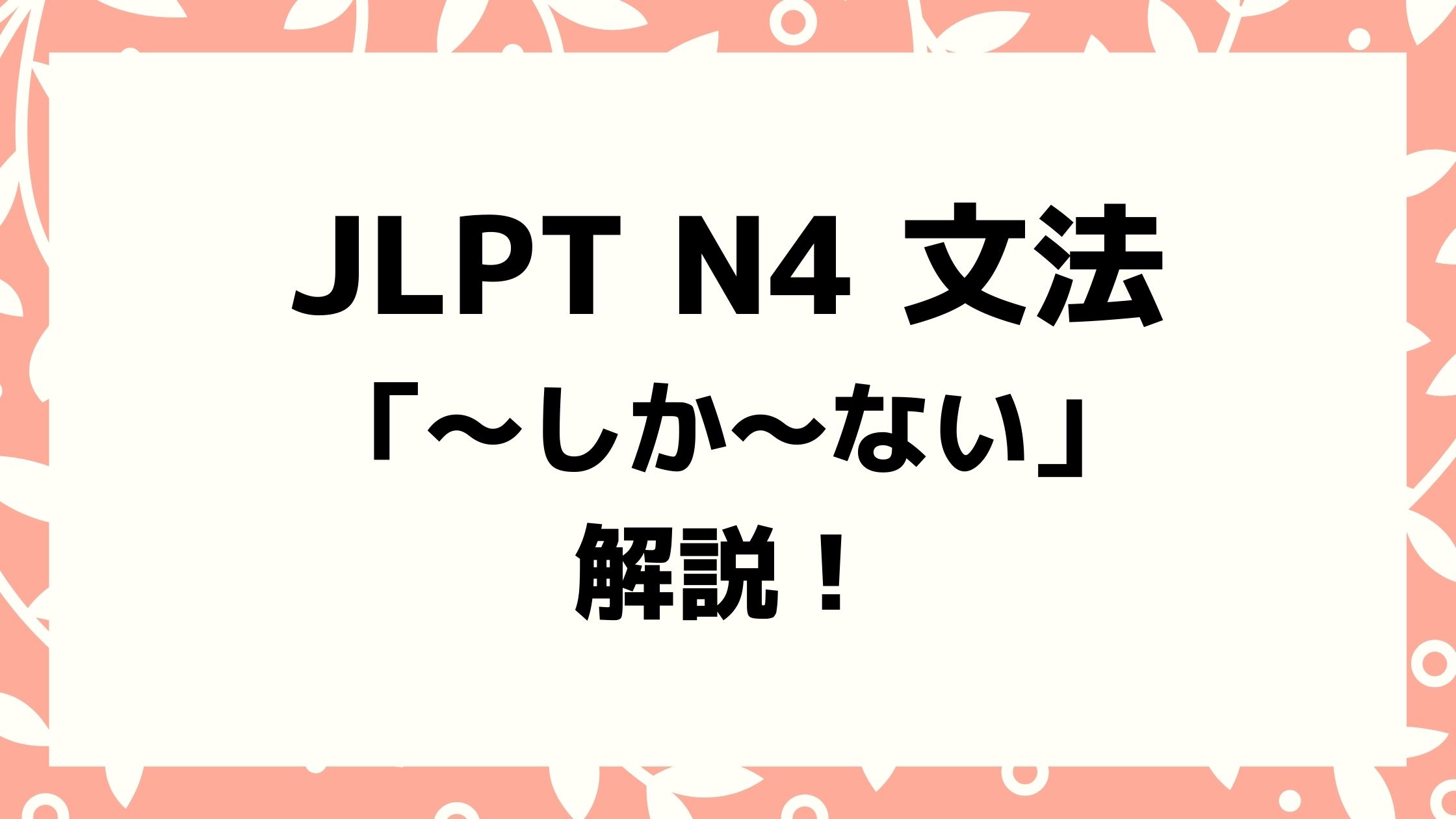 文法解説 日本語能力試験jlpt N4 しか ない 例文 導入 誤用例も 日本語情報バンク